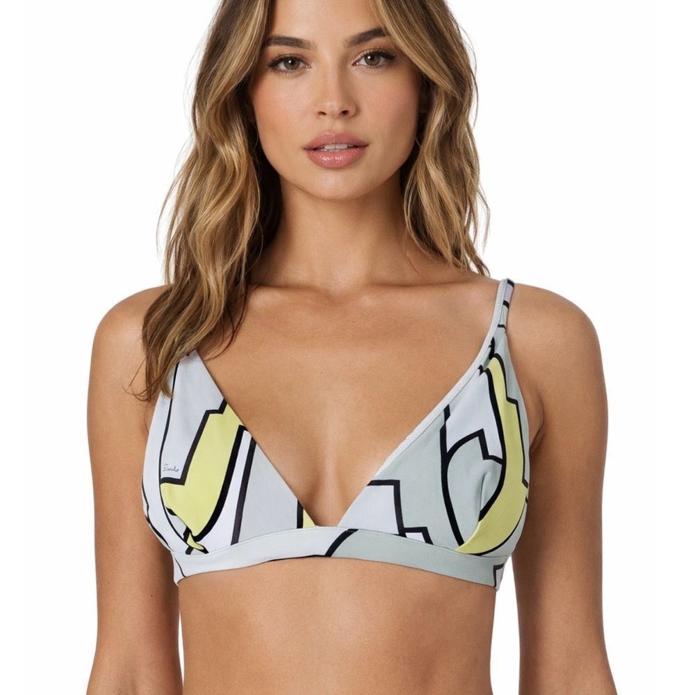 EMILIO PUCCI Yellow and Black Graphic Bikini Top IT44